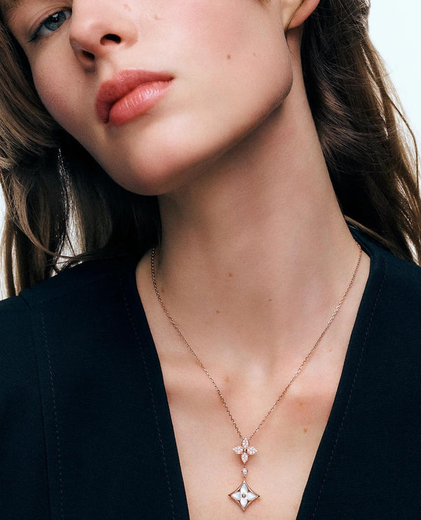 LVN Color Blossom M Star Multi-Motif Pendant, Pink Gold, White Mother-of-Pearl and Diamonds